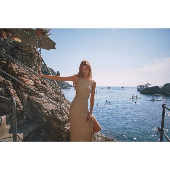 DEVON WINDSOR Maxine Dress in Marigold X-Small New Womens Knit Cut out Maxi Gown - Picture 13 of 16